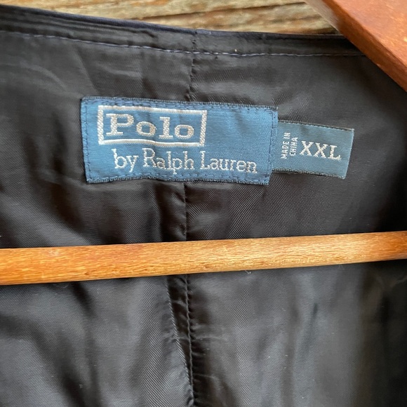 Vintage Polo Ralph Lauren blue label cotton navy button belted work vest Size 2X - Picture 4 of 6